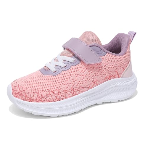 Zicurz Mädchen Turnschuhe Sportschuhe Mädchen Hallenschuhe Kinder Laufschuhe Schuhe Sneaker Atmungsaktiv Kinderschuhe Rosa Violett 31EU von Zicurz