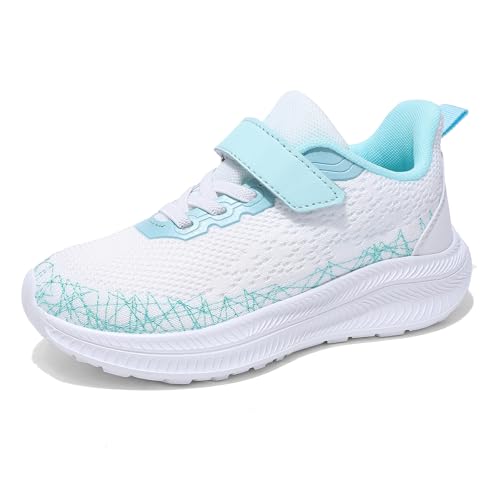 Zicurz Mädchen Turnschuhe Sportschuhe Mädchen Hallenschuhe Kinder Laufschuhe Schuhe Sneaker Atmungsaktiv Kinderschuhe Weiß Blau 28EU von Zicurz