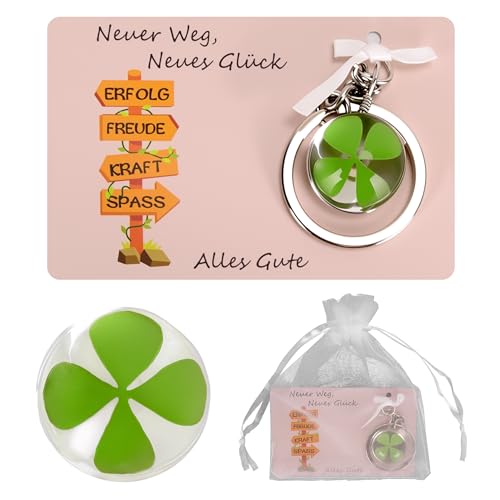 Abschiedsgeschenk für Kollegen, Geschenk zum Neuen Job, Abschied Kollegin Glücksbringer-Schlüsselanhänger mit Vierblättrigem Kleeblatt Kleine Geschenk Kollegen Jobwechsel Segen Neue Wege(luck) von Zidoley