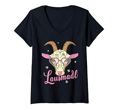 Damen Lausmadl lustige Bayern Sprüche Oktoberfest Dirndl Ersatz T-Shirt mit V-Ausschnitt Damen Lausmadl lustige Bayern Sprüche Oktoberfest Dirndl Ersatz T-Shirt mit V-Ausschnitt von Ziege Herz Edelweiß Lausmadl Oberbayern Geschenk