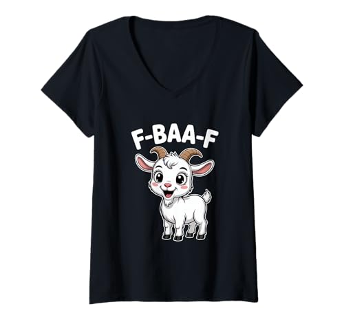 Damen F BAA F Lustige Ziege Kawaii Bauernhof Wortspiel T-Shirt mit V-Ausschnitt Damen F BAA F Lustige Ziege Kawaii Bauernhof Wortspiel T-Shirt mit V-Ausschnitt von Ziege Lustig Wortspiel Bauernhof Meme Kawaii