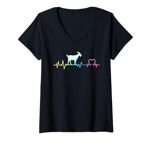 Damen Ziegen Liebhaber ZIEGE Kostüm Retro Lustiges Goats T-Shirt mit V-Ausschnitt Damen Ziegen Liebhaber ZIEGE Kostüm Retro Lustiges Goats T-Shirt mit V-Ausschnitt von Ziegen Geschenk Ziegenliebhaber Shirt Ziege Kostüm