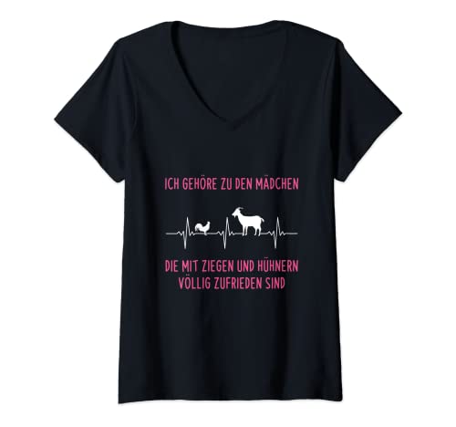 Damen Ziegen Und Hühner Bauernhof Landwirt Herzschlag Spruch T-Shirt mit V-Ausschnitt Damen Ziegen Und Hühner Bauernhof Landwirt Herzschlag Spruch T-Shirt mit V-Ausschnitt von Ziegen Und Hühner Spruch Kleidung Für Mädchen