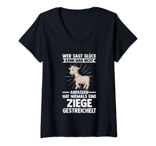 Damen Strichelzoo Bauer Landwirt Bauernhof Ziege T-Shirt mit V-Ausschnitt Damen Strichelzoo Bauer Landwirt Bauernhof Ziege T-Shirt mit V-Ausschnitt von Ziegen Ziege Landwirt Bauer Geschenk