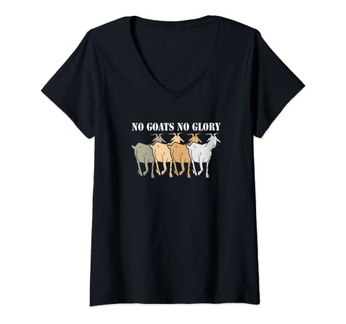 Damen No Goats No Glory Lustiges Ziegen T-Shirt mit V-Ausschnitt Damen No Goats No Glory Lustiges Ziegen T-Shirt mit V-Ausschnitt von Ziegendesigns für Ziegenfans Ziegenfreunde