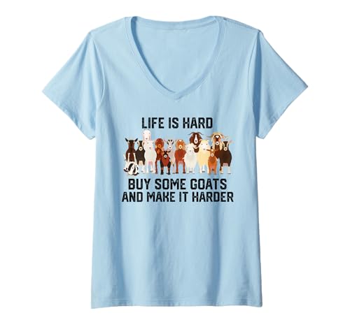 Damen Das Leben ist schwer, EIN Paar Ziegen zu kaufen und es T-Shirt mit V-Ausschnitt von Ziegenmama T -Shirt für Männer Frauen Mädchen
