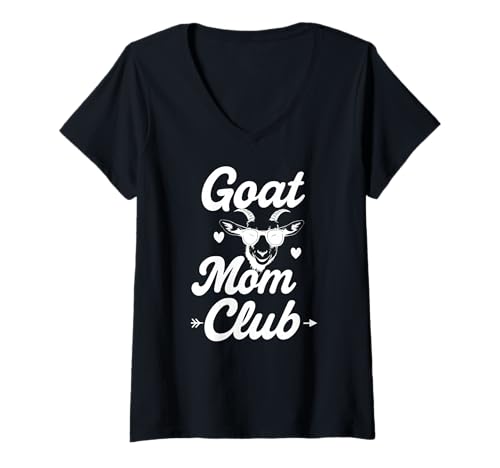 Damen Goat Mom Club T-Shirt mit V-Ausschnitt von Ziegenmama T -Shirt für Männer Frauen Mädchen