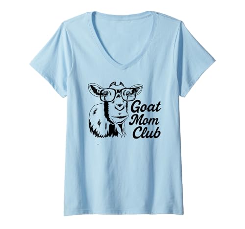 Damen Goat Mom Club T-Shirt mit V-Ausschnitt von Ziegenmama T -Shirt für Männer Frauen Mädchen