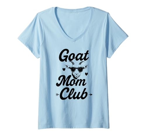 Damen Goat Mom Club T-Shirt mit V-Ausschnitt von Ziegenmama T -Shirt für Männer Frauen Mädchen