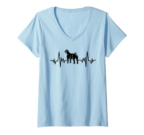 Damen Burenziege Herzschlag Zeigen T-Shirt mit V-Ausschnitt Damen Burenziege Herzschlag Zeigen T-Shirt mit V-Ausschnitt von Ziegenshow Mom Life
