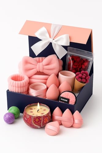 ZielGo® Spa Geschenkbox für Frauen – 18-teiliges Wellness-Set mit Stirnbändern, Beautyblendern, Duftkerze & Badebomben – liebevoll verpackt – Geschenkidee für Geburtstag & Weihnachten von ZielGo