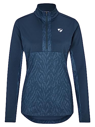 Ziener Damen JAPRA Skipullover Skirolli Funktions-Shirt | warm elastisch PFC frei, leaves navy print, 38 von Ziener