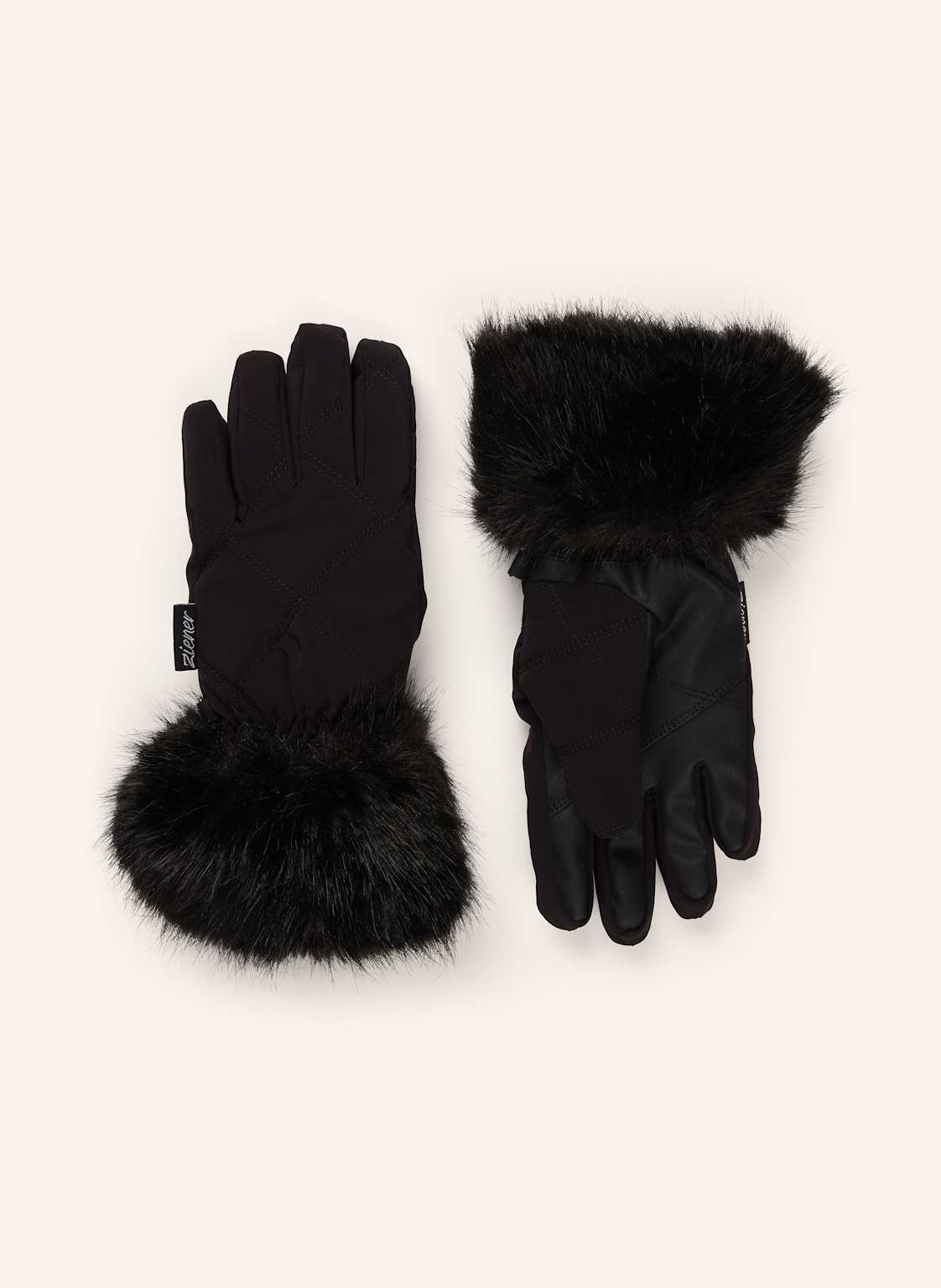 Ziener Skihandschuhe Kwinz-Z Mit Kunstpelz schwarz von Ziener