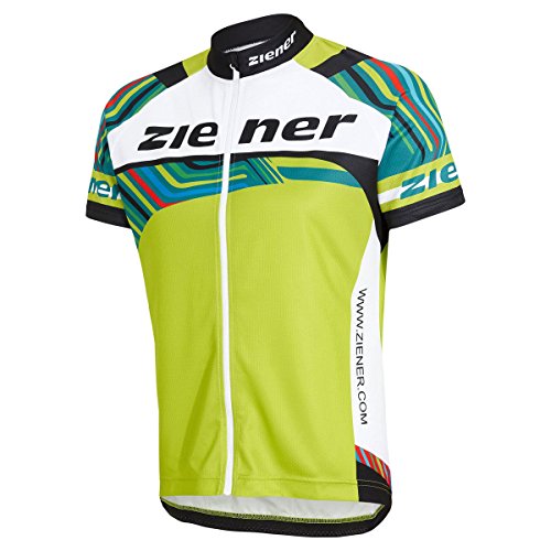 Ziener Team Bike Jersey Herren Fahrradtrikot Fahrrad Trikot mit Front RV 159828(12490 Black/Lime - schwarz, hellgrün, Weiss, bunt,52) von Ziener