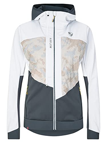 Ziener W Neta Colorblock-Grau-Weiß - Daunen Atmungsaktive sportliche Damen Hybridjacke, Größe 44 - Farbe Beige Camo von Ziener