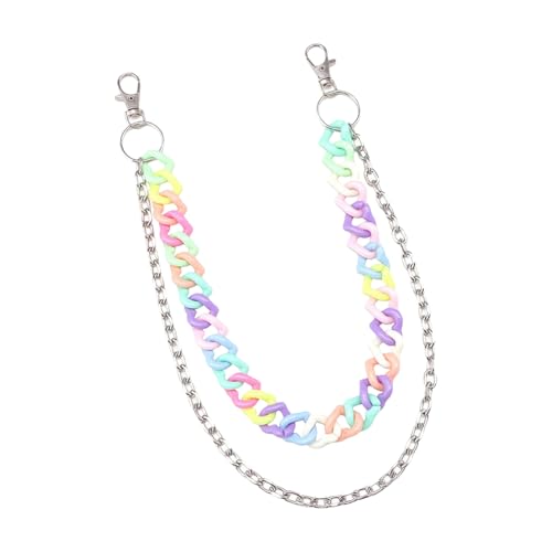 Geschichtete Jean-Ketten – Doppelschicht Jeans Kettens – Hip Hop Hosenkette Für Festivals | Edelstahl Material | Robust Und Stylisch | Verstellbare Länge | Streetwear Accessoire von Ziennhu