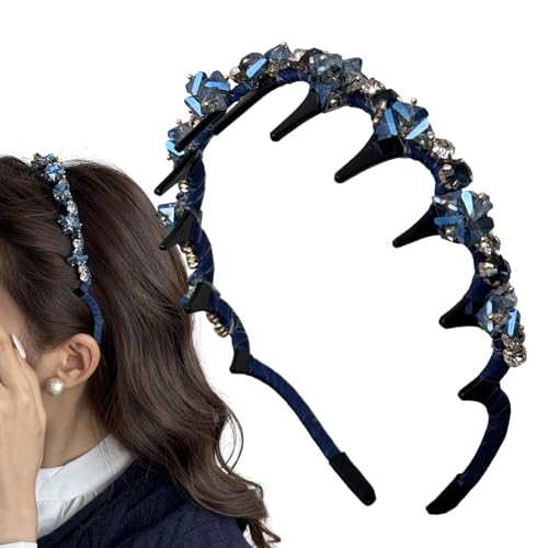 Haarbänder Mit Zähnen - Retro Rutschfestes Breites Perlenbesetztes Stirnband | Anti-Rutsch Mode Haarschmuck Dekorativ für Frauen Mädchen Brautjungfern Bräute Party Hochzeit Festivals Musikfeste von Ziennhu