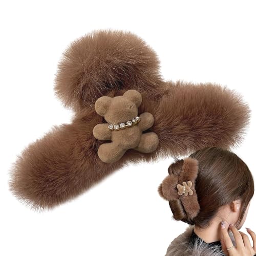 Haarklammer aus Plüsch | große Haarspangen aus Plüsch – Haarspangen in Form eines Teddybärs, wiederverwendbar, große Haarspangen für Freunde, Mädchen von Ziennhu