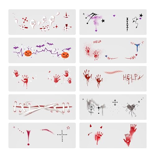 Halloween -Gesichtsaufkleber - Gruselige Und Charmante Make -up -Aufkleber -Set | Papiermaterial Facees Kunst Mit Einzigartigen Designs | Abnehmbare Mundabziehbilder - Halloweens Und Geburtstagsfeierz von Ziennhu