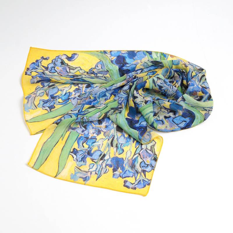 Iris Schal Blumen Print Van Gogh Grün Gelb Chiffon Frauen Mod Langer Seidenschal Ukraine Geschäfte Geschenk Für von ZierpuppeBag
