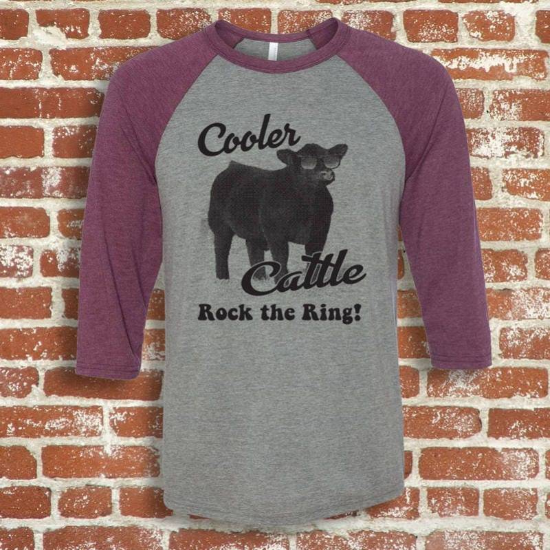 Kühler Rinder Bergkristall Ring Zeigen Unisex Baseball-stil T-Shirt von ZietlowsCustomSigns