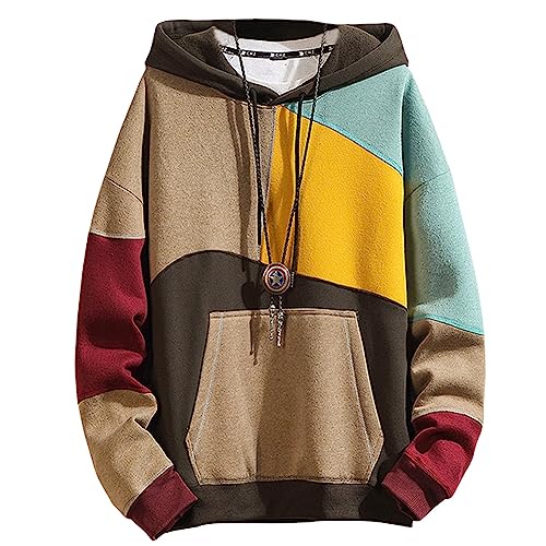 Zifipeoed Herren Casual Hoodie Langarm Sweatshirt Streetwear Mode Hip-Hop Pullover, Khaki, X-Small von Zifipeoed