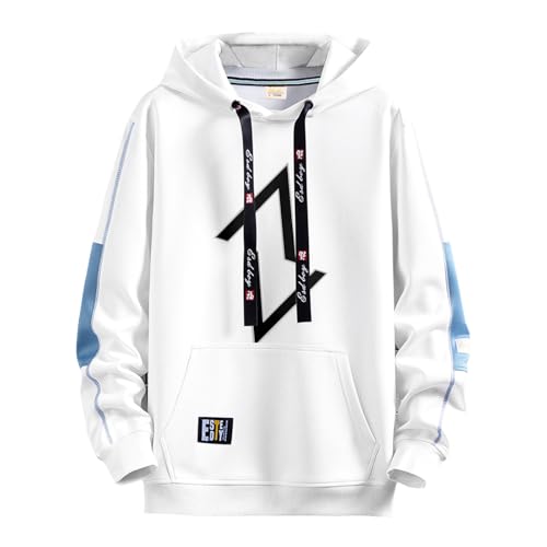 Zifipeoed Hoodie Herren Basic Casual Kapuzenpullover Hip Hop Langarm Sweatshirts Farbblock Pullover Weiß L von Zifipeoed