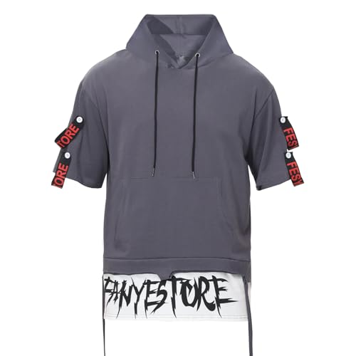Zifipeoed Kurzarm Hoodie Herren T-Shirt mit Kapuze Baumwolle Casual Kapuzenshirt Hip Hop Kurzarm Sweatshirt Pullover Grau 2XL Zifipeoed Kurzarm Hoodie Herren T-Shirt mit Kapuze Baumwolle Casual Kapuzenshirt Hip Hop Kurzarm Sweatshirt Pullover Grau 2XL von Zifipeoed