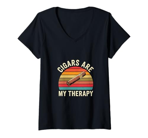 Damen Cigars Are My Therapy Relax Lifestyle Stress - T-Shirt mit V-Ausschnitt Damen Cigars Are My Therapy Relax Lifestyle Stress - T-Shirt mit V-Ausschnitt von Zigaretten Stress Chill