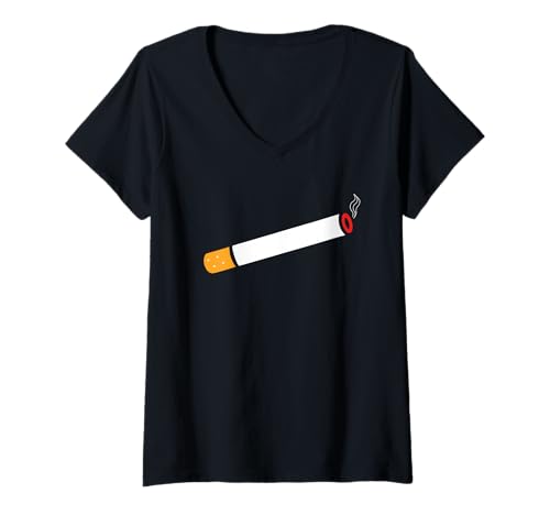 Damen Rauchende Zigaretten Minimalistische einfache Zigarette T-Shirt mit V-Ausschnitt Damen Rauchende Zigaretten Minimalistische einfache Zigarette T-Shirt mit V-Ausschnitt von Zigarettenliebhaber. Lustiges Zigarettengeschenk