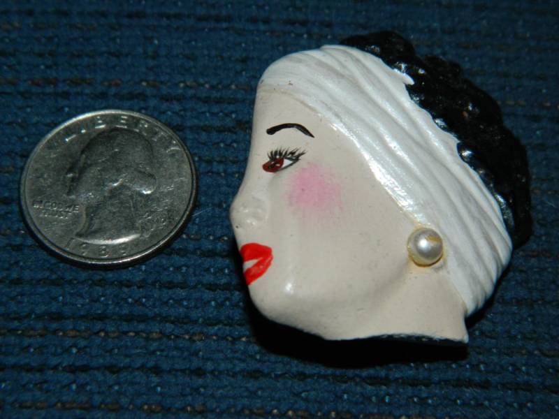 Edle Lady Brosche ~ Vintage Face Pin Einzigartige Mitte Jahrhunderts Sucht Fashion Neuheit Einer Dame Tragen Einen Schal & Ohrringe Edle Lady Brosche ~ Vintage Face Pin Einzigartige Mitte Jahrhunderts Sucht Fashion Neuheit Einer Dame Tragen Einen Schal & Ohrringe von ZiggyzAttic