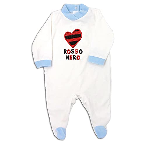 Zigozago - Baby Overall Einteiler Strampler mit Fuss Baby-Strampler mit Fuss Schwarzes und rotes Herz“ aus Baumwolle Samt - 6/9 Monate - Baby Länge (von Kopf bis Fuß): 68-74 - Farbe: Blau von Zigozago