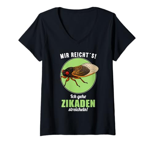 Damen Zikaden Zikade T-Shirt mit V-Ausschnitt Damen Zikaden Zikade T-Shirt mit V-Ausschnitt von Zikaden Zikade Tier Shop