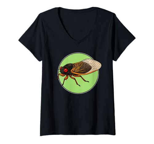 Damen Zikaden Zikade T-Shirt mit V-Ausschnitt Damen Zikaden Zikade T-Shirt mit V-Ausschnitt von Zikaden Zikade Tier Shop