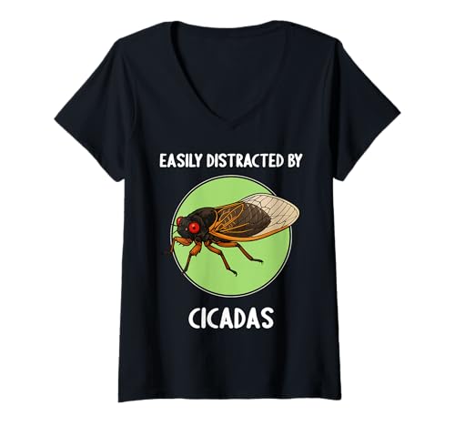 Damen Zikaden Zikade T-Shirt mit V-Ausschnitt von Zikaden Zikade Tier Shop