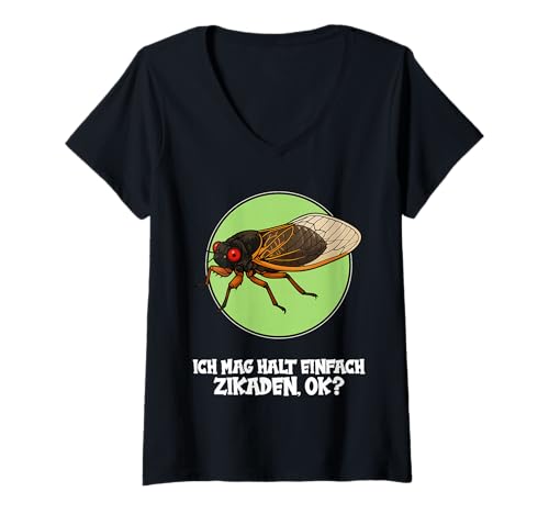 Damen Zikaden Zikade T-Shirt mit V-Ausschnitt Damen Zikaden Zikade T-Shirt mit V-Ausschnitt von Zikaden Zikade Tier Shop
