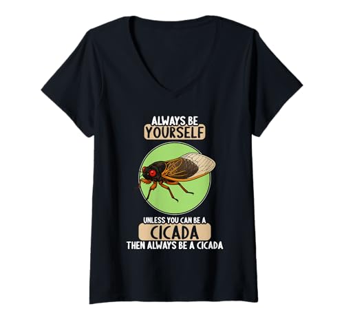 Damen Zikaden Zikade T-Shirt mit V-Ausschnitt Damen Zikaden Zikade T-Shirt mit V-Ausschnitt von Zikaden Zikade Tier Shop