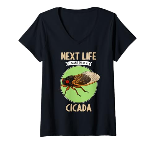 Damen Zikaden Zikade T-Shirt mit V-Ausschnitt Damen Zikaden Zikade T-Shirt mit V-Ausschnitt von Zikaden Zikade Tier Shop