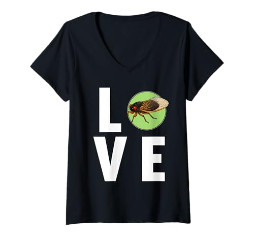 Damen Zikaden Zikade T-Shirt mit V-Ausschnitt Damen Zikaden Zikade T-Shirt mit V-Ausschnitt von Zikaden Zikade Tier Shop