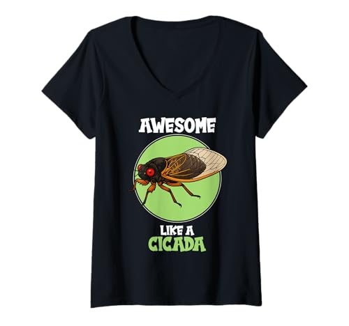 Damen Zikaden Zikade T-Shirt mit V-Ausschnitt Damen Zikaden Zikade T-Shirt mit V-Ausschnitt von Zikaden Zikade Tier Shop