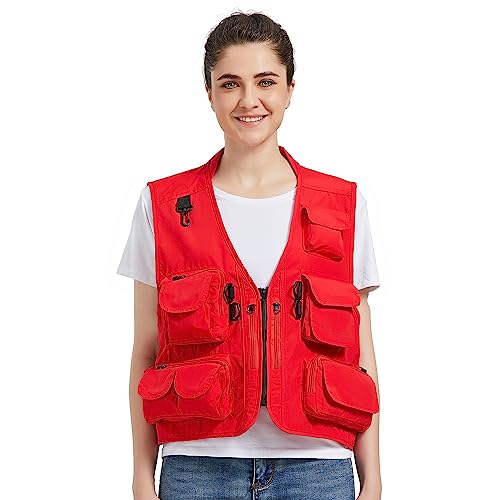 Ziker Damen Mesh Atmungsaktive durchbrochene Reisende Fotograf Angeln Weste Weste Reisejacke Mantel Mit Taschen, Neu Rot, M Ziker Damen Mesh Atmungsaktive durchbrochene Reisende Fotograf Angeln Weste Weste Reisejacke Mantel Mit Taschen, Neu Rot, M von Ziker
