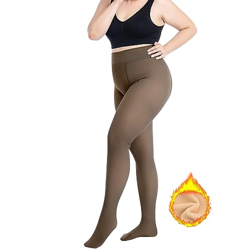 Zilams Fleece Strumpfhose Damen Winter Wärmende Strumpfhose Gefüttert Transparent Warme Leggings Pantyhose Plüschstrümpfe Gefälschte Durchscheinende Thermostrumpfhosen für Damen von Zilams