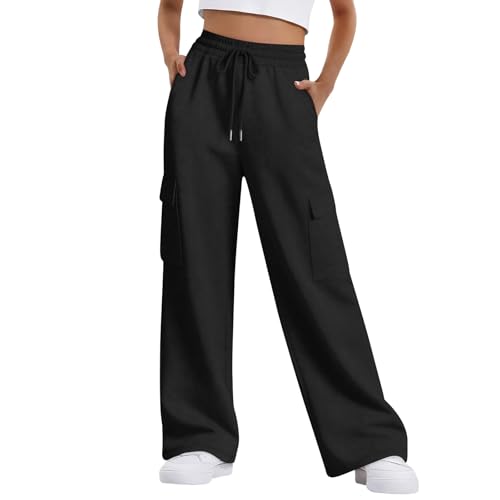 Zilams Joggpants Damen Hosen Stretch Fitnesshose Damen Sporthose mit Mehrere Taschen Freizeithose mit Elastische Taille für Lässiges Sport Schwarz M von Zilams