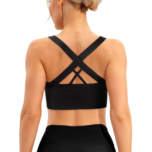 Zilams Sport BH Damen Push up mit Gepolstert Nahtlose Ohne Bügel Breiten Crossback Guten Halt Stretch Sports Bra für Yoga Fitness Joggen von Zilams