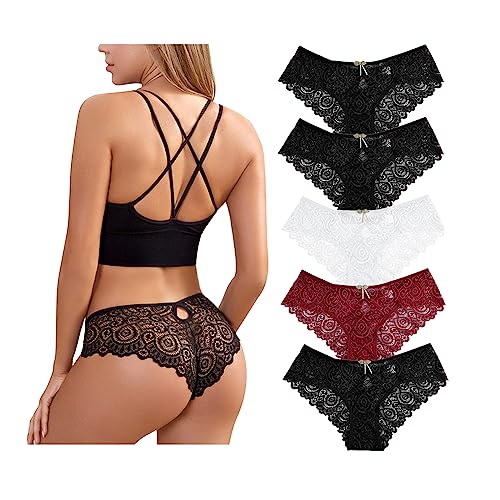 Zilams String Tanga Damen Sexy Spitze Dessous Niedrige Taille Unterhosen Damen Slips Mehrpack Hipster Unterwäsche Frauen Bikini Pantys von Zilams