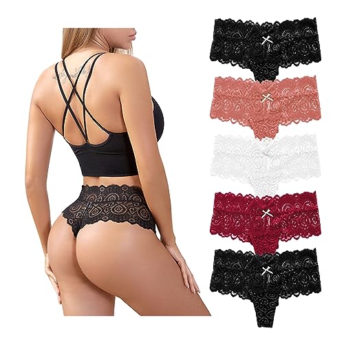 Zilams String Tanga Damen Sexy Spitze Dessous Niedrige Taille Unterhosen Damen Slips Mehrpack Hipster Unterwäsche Frauen Bikini Pantys von Zilams