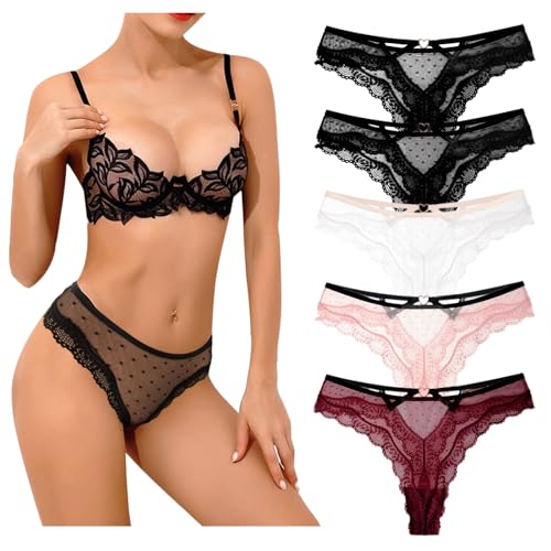 Zilams String Tanga Damen Sexy Spitze Dessous Niedrige Taille Unterhosen Damen Slips Mehrpack Hipster Unterwäsche Frauen Bikini Pantys von Zilams