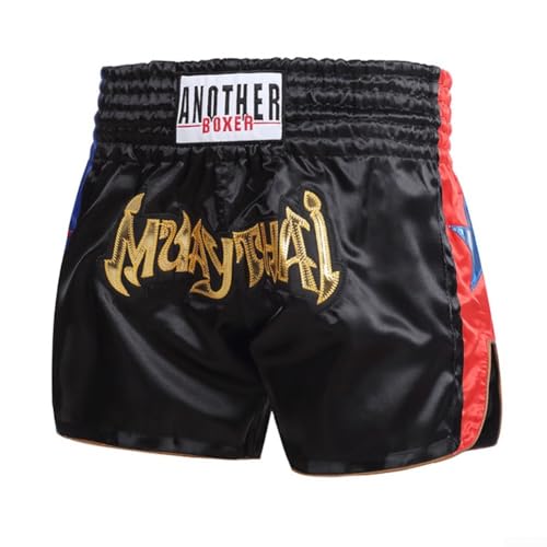 Zilimontt Unisex Boxshorts MMA Muay Thai Training Trunks Fitness Workout Gear Breathable Elastic Waist Printed Design Polyester Blend Black/White M-XXL for Adults Men Women(L Black) von Zilimontt