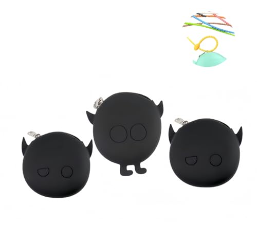 3 Stück Silikon-Geldbörse für Kinder, kleine Kleingeldbörse für Kinder, Elfen-Münzgeldbörse, Schwarz (Jet Black), Lustige Münzbörse für Kinder von Zilmow