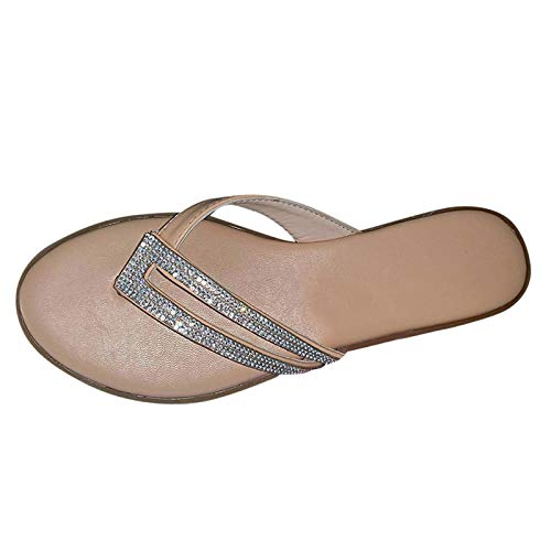 Zilosconcy Damen Keilabsatz Sandalen Elegant Leicht Flip Flop Sandals Slippers Braun Mädchen Sommerschuhe Hausschuhe Pantoletten Mode Lässige Sommer Flach Slide Strandsandalen von Zilosconcy